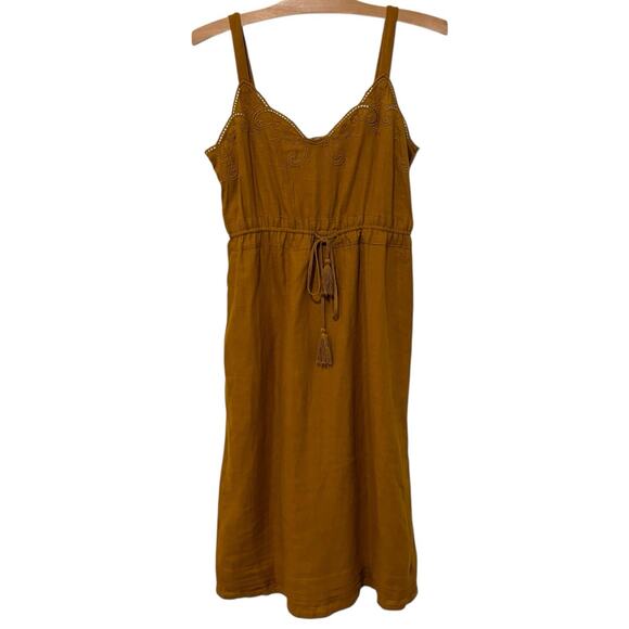 J. Crew | Dress Embroidered Linen Drawstring Sleeveless- Size 0 - Picture 1 of 10